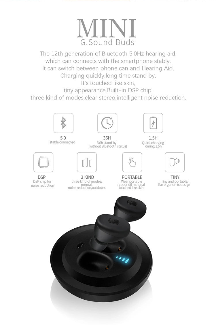 Bluetooth Hearing Aid - TWS Wireless 5.0 Noise Cancelling Rechargeable Invisible Bluetooth Hearing Aid Pair - ON SALE NO REFUNDS
