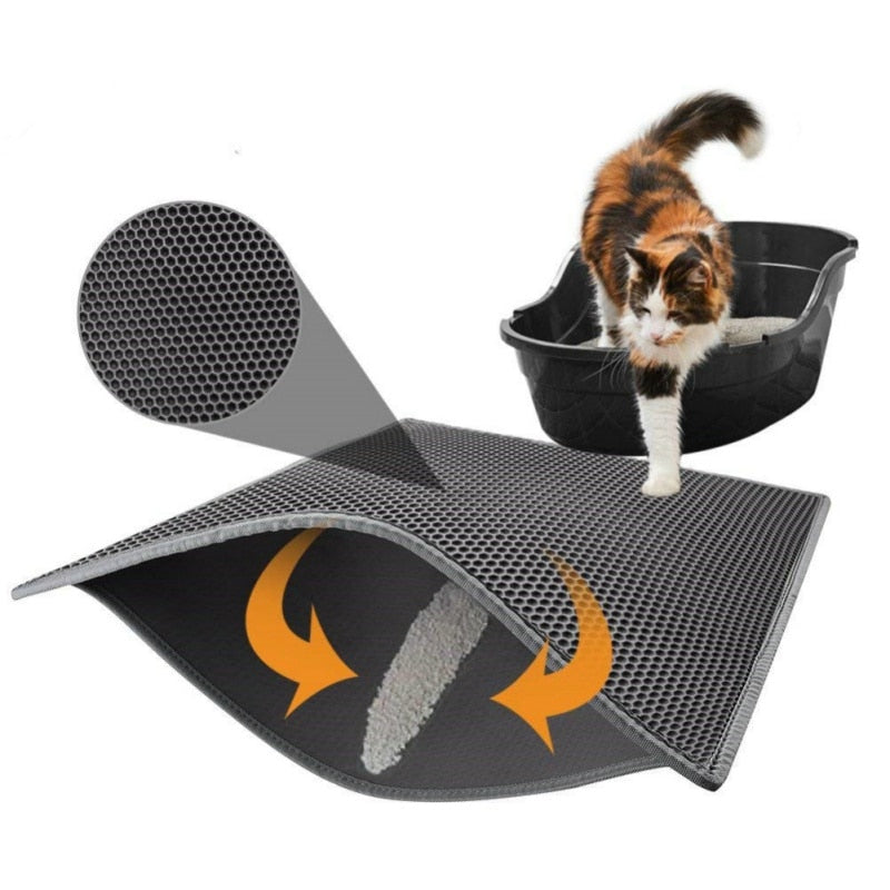 Pet Cat Litter Mat Waterproof EVA Double Layer Cat Litter Trapping Pet