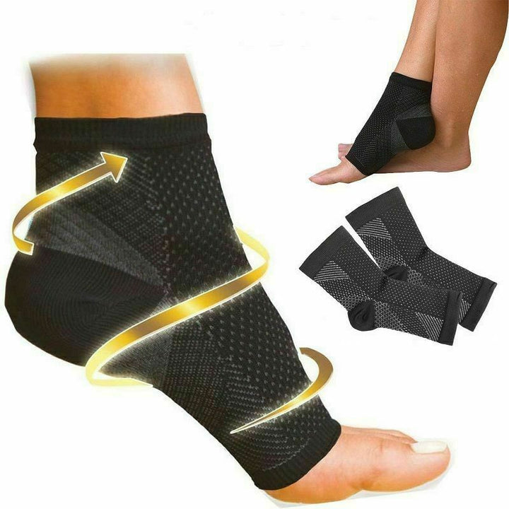 2 PAIR - Compression Ankle Sock Support Heel Sleeve Open Toe - Unisex